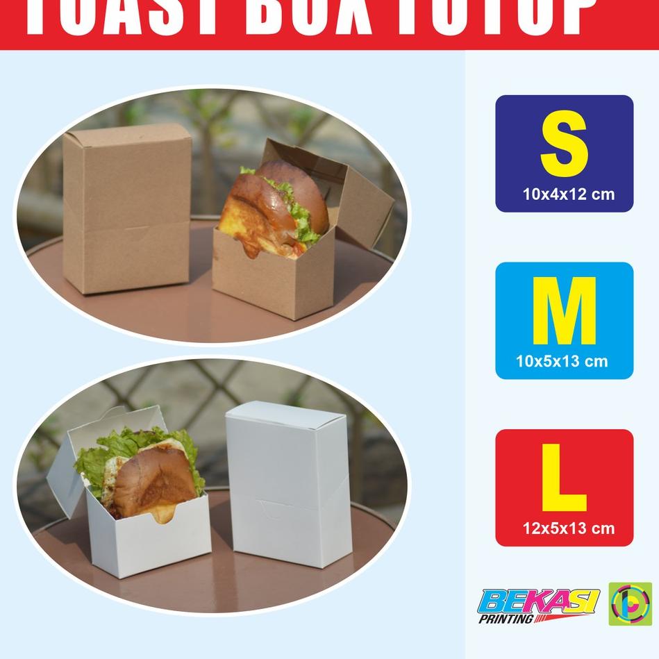 

GROSIR Take Away Toast Box Tutup Dus Kotak Roti Bakar Panggang Sandwich 10x5x13 cm 1 PACK ISI 50 P