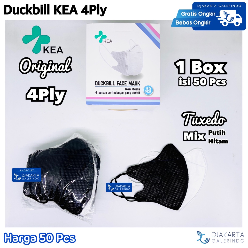 Masker Duckbill KEA 4Ply Original Mix Warna isi 50Pcs