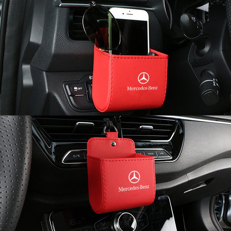 (G-CLUB) Tas Penyimpanan Kunci / Kacamata / Handphone Bahan Kulit Untuk Ac Mobil Mercedes Benz W203 W210 W211 W124 W3002L