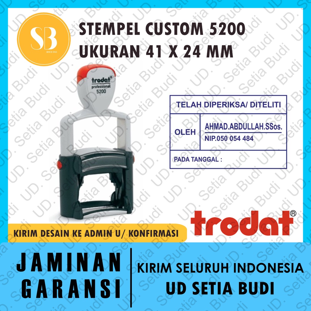 Stempel Trodat Custom 5200 ukuran 41 x 24 mm