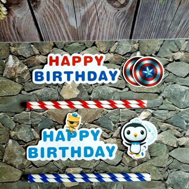 CAKE BANNER HAPPY BRITHDAY KARTUN MURAH