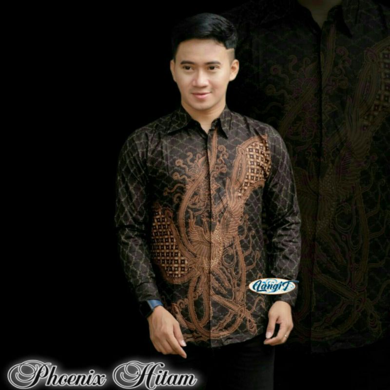 KEMEJA BATIK PRIA LENGAN PANJANG HITAM MANIS M L XL XXL