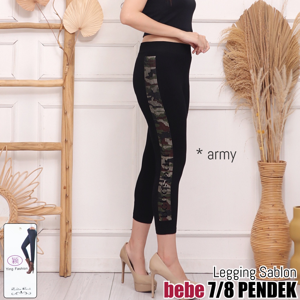 Legging ss BEBE 7/8 / legging sablon pendek / legging fashion import / ying fashion / legging pendek wanita