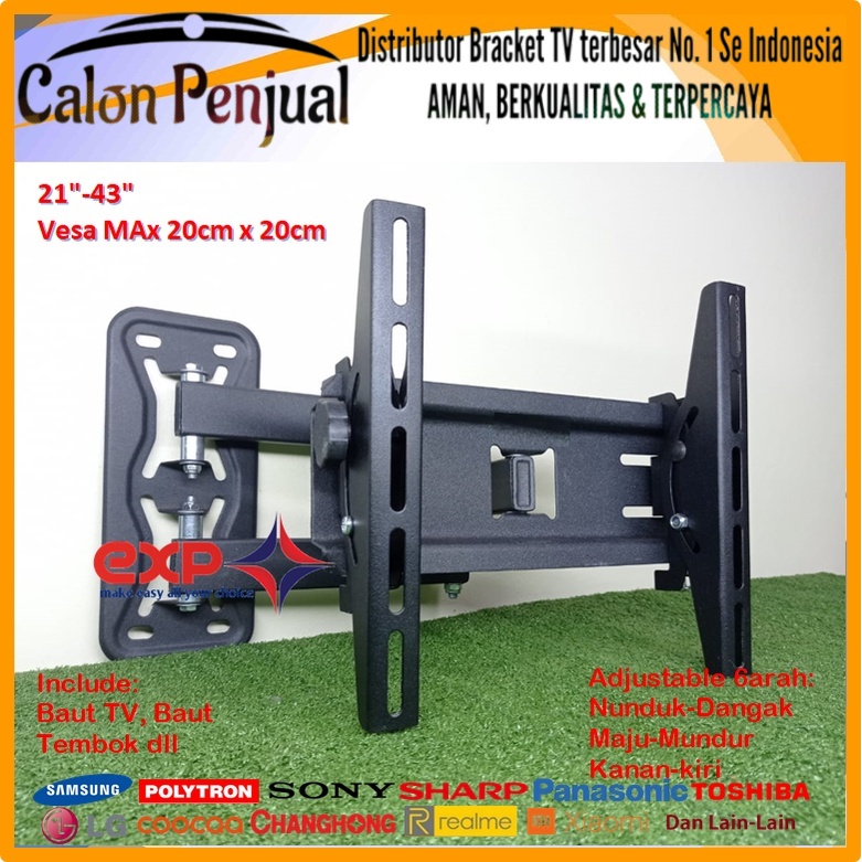 Bracket TV XIAOMI 14 s/d 43 inch 6 ARAH FULL BESI SUPER KOKOH GARANSI 100% ORI