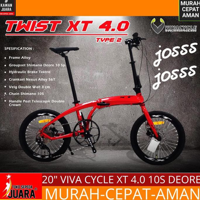Sepeda Lipat Viva Cycle Xt 4.0 10S Deore Folding 20 Inch