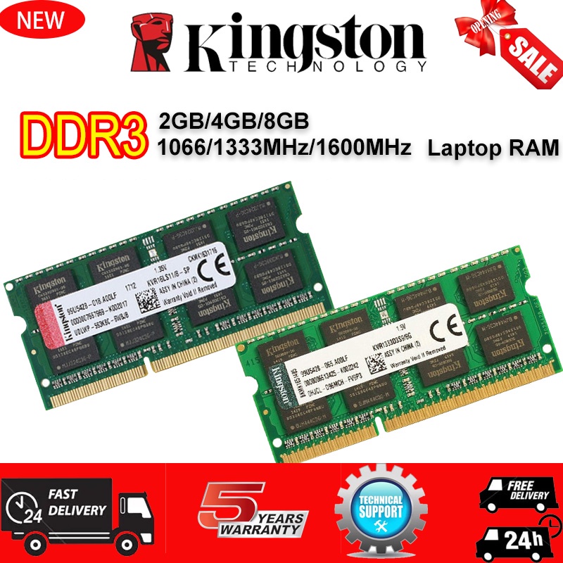 Kingston RAM DDR3 DDR3L 2GB 4GB 8GB 1066 / 1333 / 1600MHz 1.35V 1.5V PC3 SODIMM Untuk Laptop