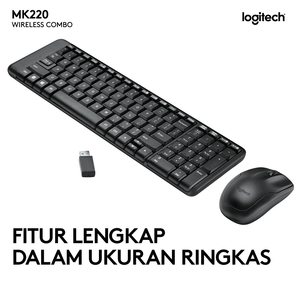 Logitech MK220 Keyboard Mouse Wireless Combo Original