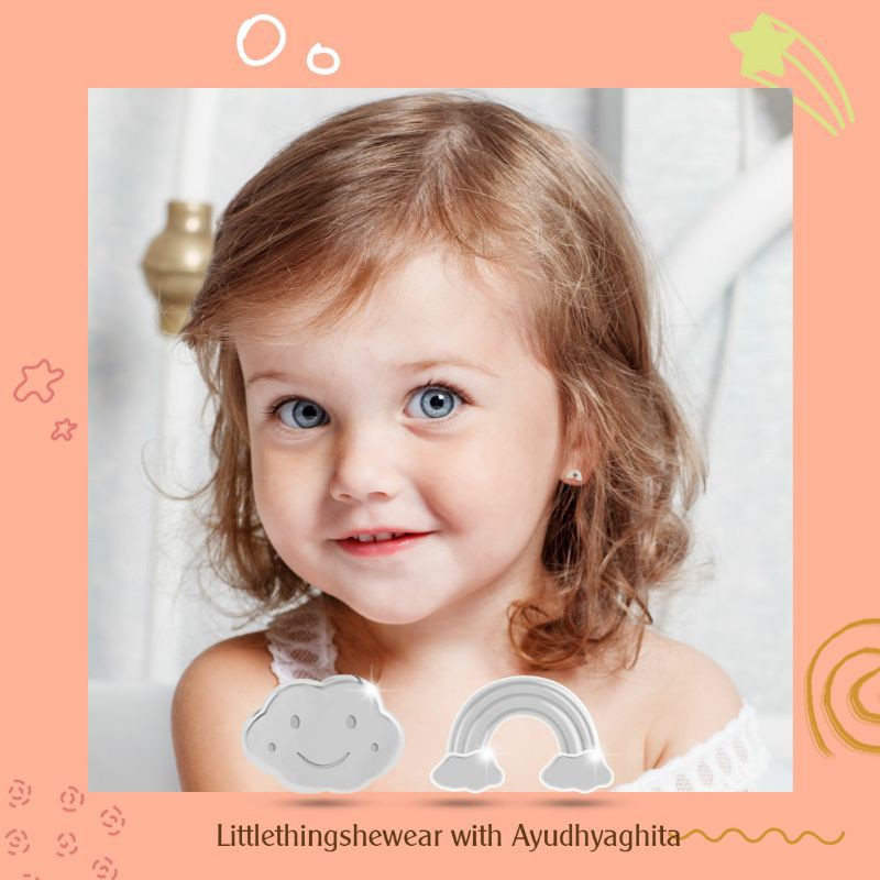 Littlethingshewear - Anting anak Rainbow (PP - White Gold)