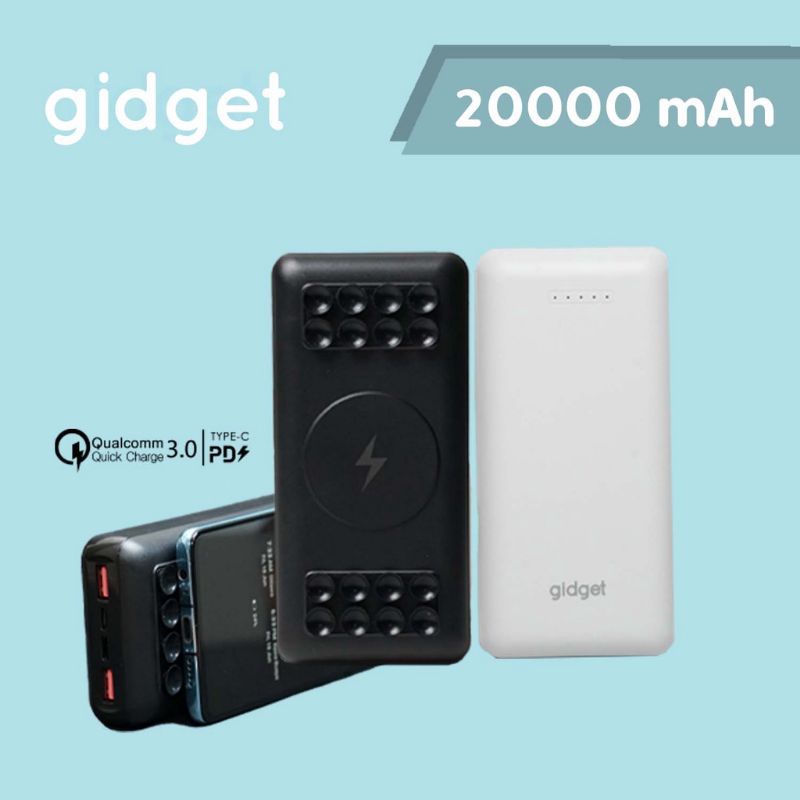 GIDGET A231 Powerbank Wireless 20000mAh QC3.0 + PD 22.5W Real Capacity