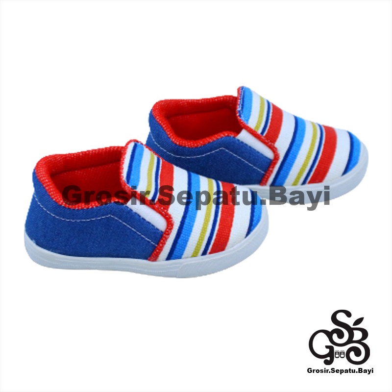 sepatu anak perempuan laki laki slip on motif Rainbow Biru