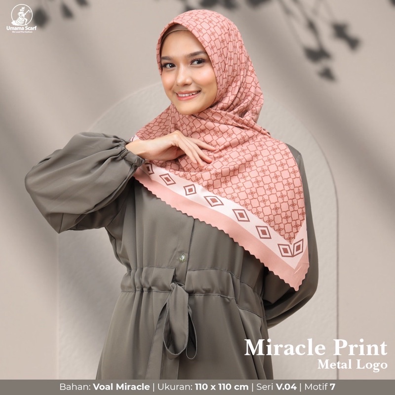 [PART 2 ] HIJAB SEGIEMPAT MOTIF UMAMA SCARF VOAL MIRACLE PRINT METAL LOGO