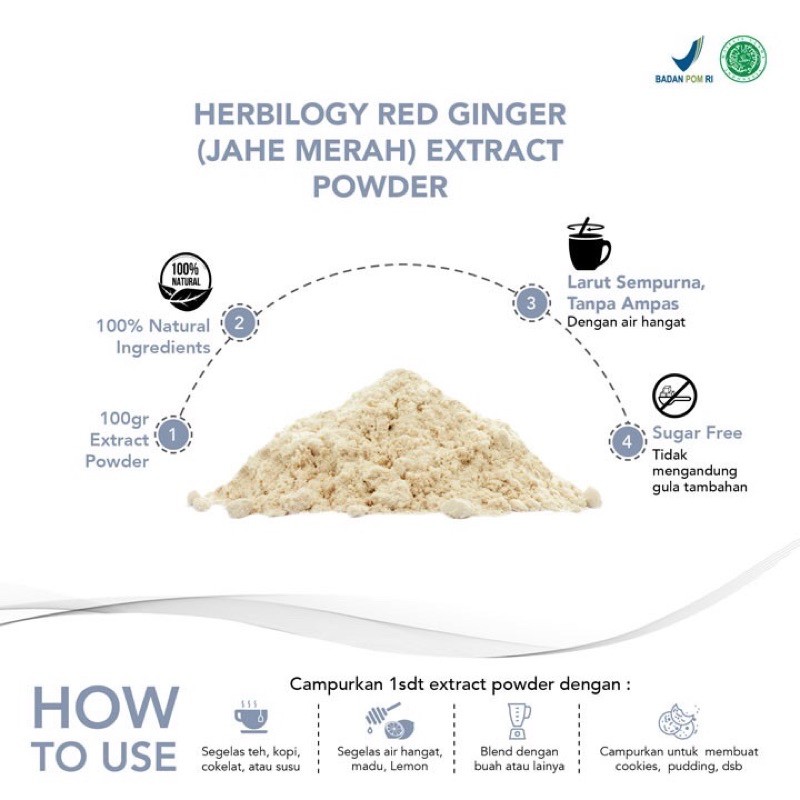 HERBILOGY RED GINGER (JAHE MERAH) EXTRACT POWDER 100Gram