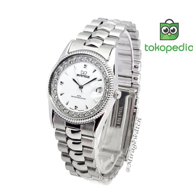 Jam tangan Wanita Mirage Permata Original Silver