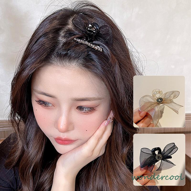 Double Sided Mesh Bow Kecil Ambil Klip Sisi Bang Clip Aksesoris Rambut-Won