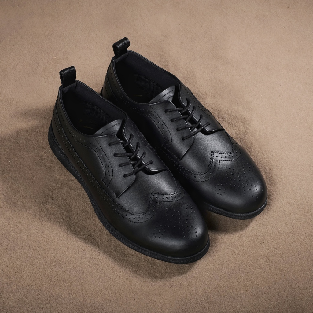 British 2.0 Black (Kulit Asli) - Sepatu Pantofel Pria Kulit Asli Formal Kerja Kantor Kuliah Oxford Tali Hitam - Pantopel Cowok Original