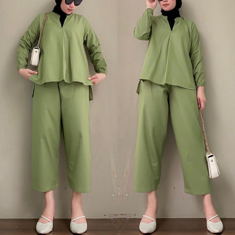 Noela one set setelan baju muslim wanita 2in1 fashion remaja