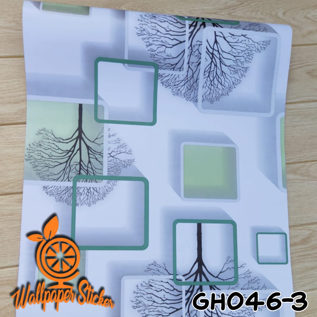 Queenmastee-COD Termurah-3D Tree&Square Purple Wallpaper 45cmx5m Kotak 3D Ungu/Wallpaper Stiker-GH046-3