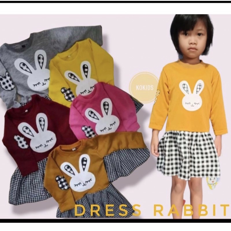 FREE ONGKIRR DRESS ANAK TERBARUU MOTIF RABBIT 1-5 THUN