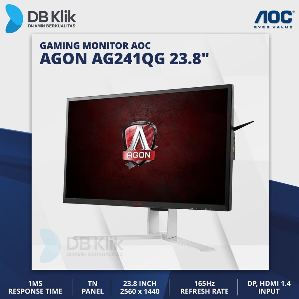 LED Monitor Gaming AOC AGON AG241QG 23.8&quot; 165Hz QHD HDMI Display Port