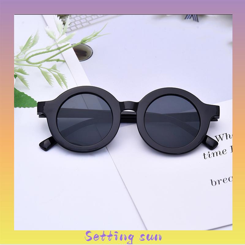 Kacamata Hitam Anak Matte Bingkai Bulat Trendi Retro Cute Clear Vision TN