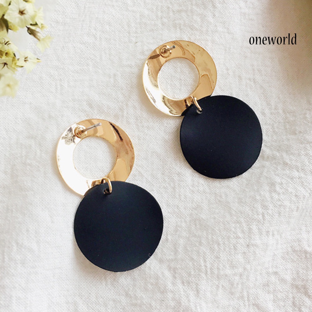 OW@ Party Women's Simple Hollow Out Round Drop Dangle Stud Earrings Jewelry Gift