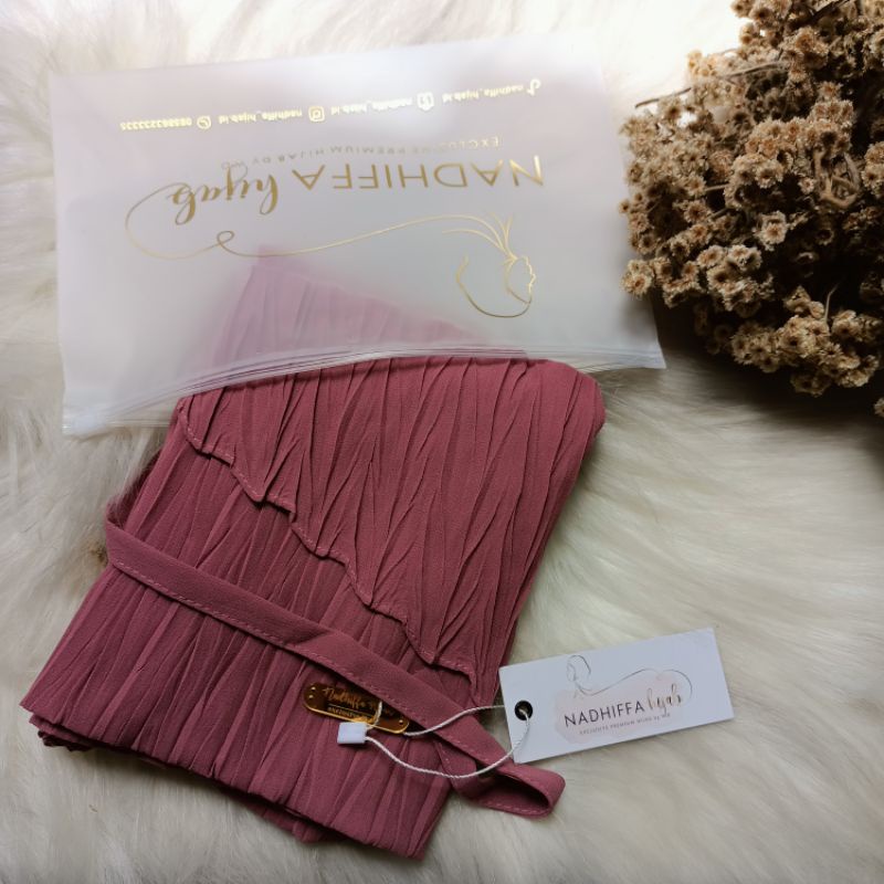 Bergo Plisket Padi Aleya Premium l Bergo instan Zafron-Pastel