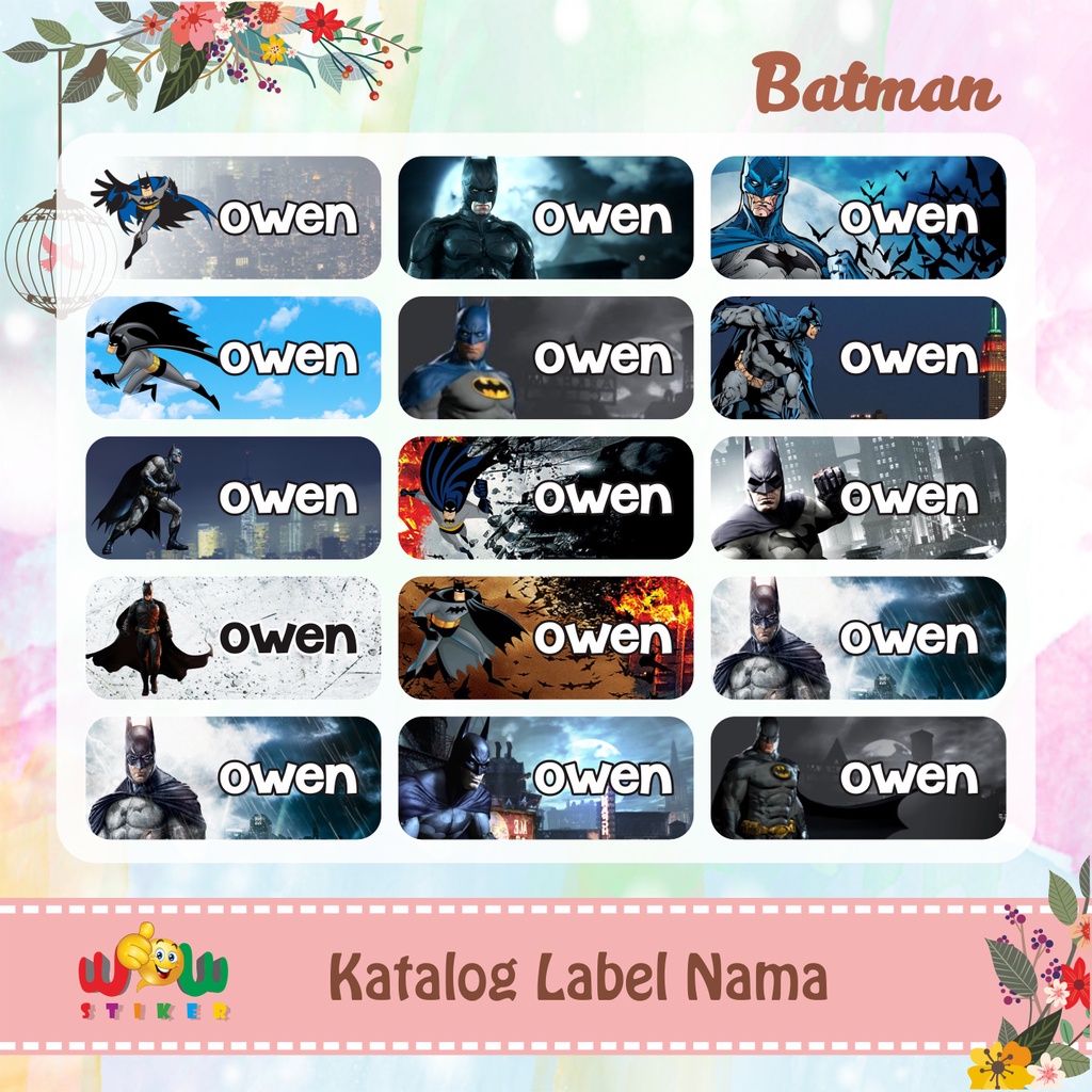 

Stiker Label Nama Anak Waterproof Batman