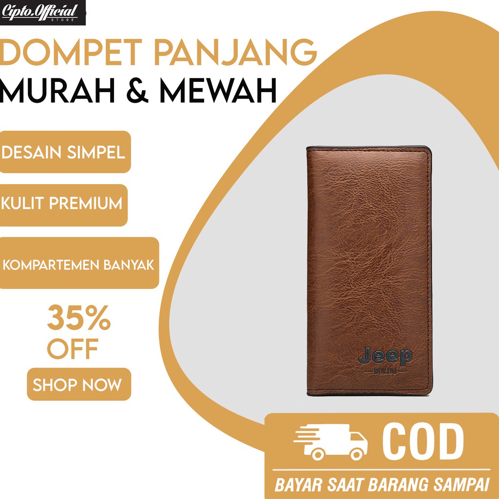 Dompet Clutch Pria/wanita Panjang Lipat tipis Kulit Simpel Distro cowok/cewek laki import murah A2