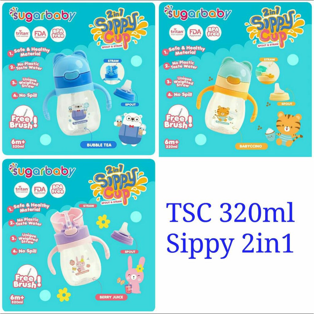 Sugar Baby Straw Sippy Cup 280ml / 320ml / Botol Minum Sedotan Bayi Anak