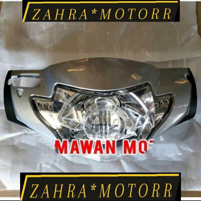 cover bodi batok lampu depan plus reflector supra x125 lama silver