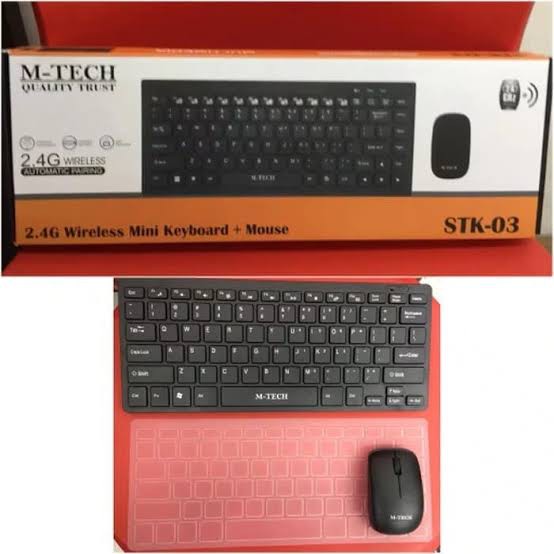 M-Tech STK-03 Wireless Mini Keyboard Mouse -- FREE Silicon - Mousepad