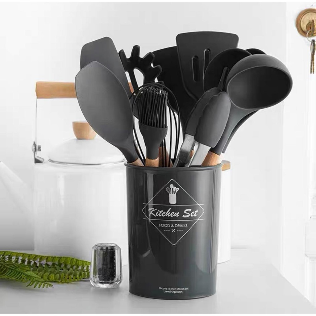 Silicone Utensil Set 11 Pcs Peralatan Dapur Alat Masak Silikon Baking Sutil Spatula Set Silikon-8