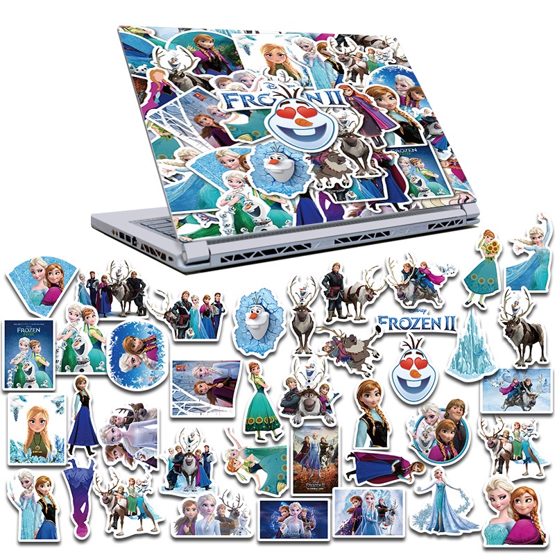 50 Pcs Stiker Graffiti Frozen Anna Aisha Tahan Air Untuk Dekorasi Skateboard Koper Notebook Cangkir Air