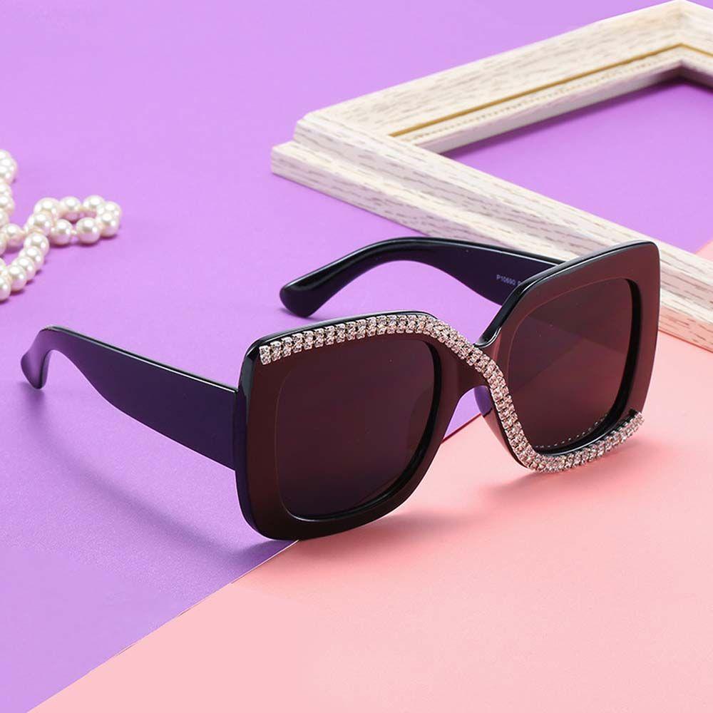 Mxbeauty Kacamata Matahari Desain Elegan Gaya Bingkai Besar Anti-UV Oversized Diamond-studded Visor Eyewear