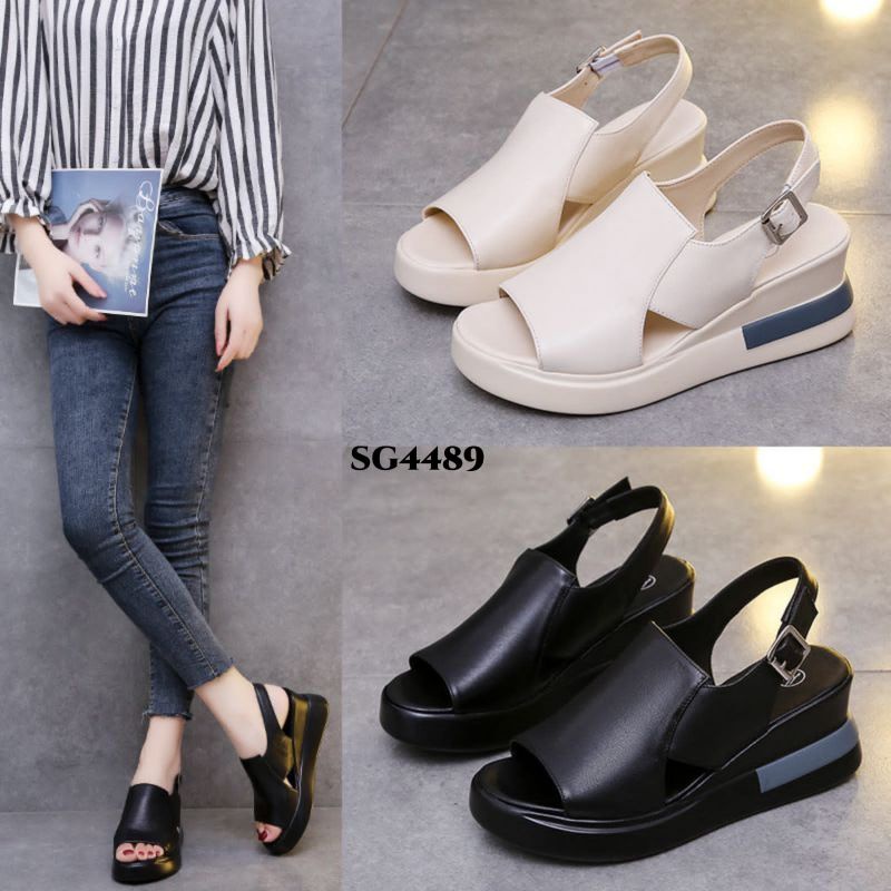 WYN  SANDAL WEDGES STRAP LEATHER KOREA STYLISH SG4489