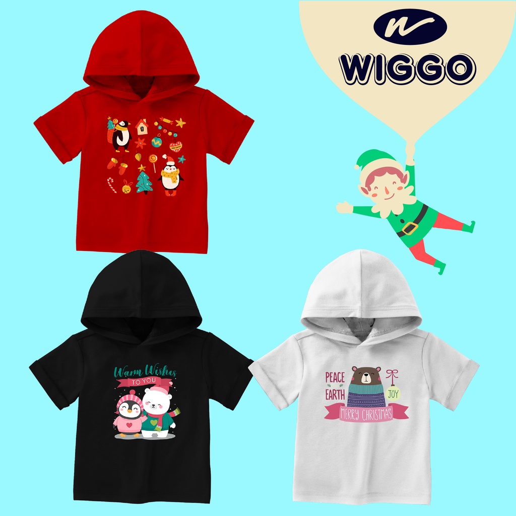 Wiggo - Kaos Hoodie Anak Natal - Polar Bear Pinguin Christmas Santa Bestie - Katun