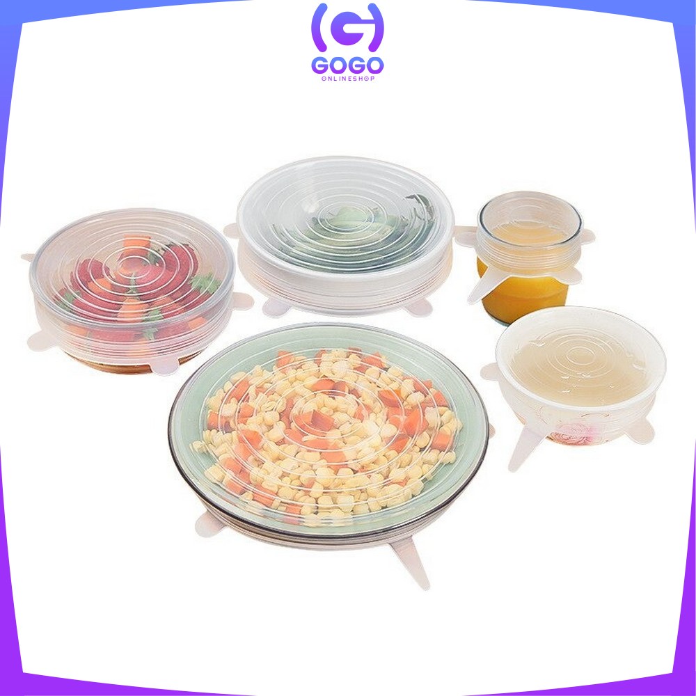 GOGO-C143 Penutup Wadah Makanan 6IN1 Food Cover Penutup Mangkok / Gelas Anti Tumpah Silikon Elastis