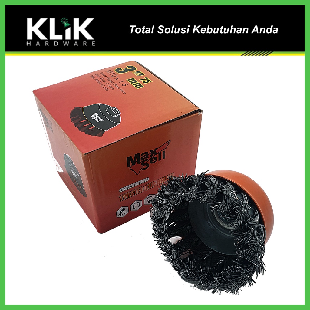 Sikat Mangkok Kepang Kawat Gerinda 3 Inch Grinder Twisted Wire Cup Brush