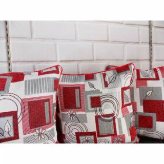  SARUNG  BANTAL  SOFA KURSI  MINIMALIS MODERN MERAH KOTAK M01 