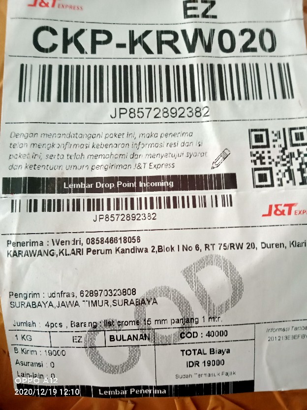 List Crome 15 Mm Panjang 1 Mtr