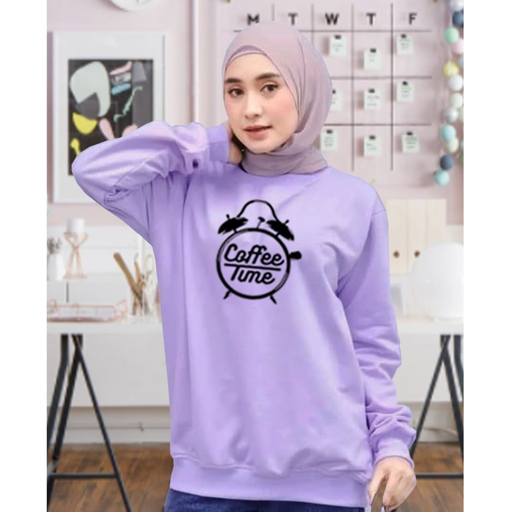 Kaos Lengan Panjang COFFE JAM / Kaos Sweatshirt / Atasan Wanita / Atasan Wanita Lengan Panjang