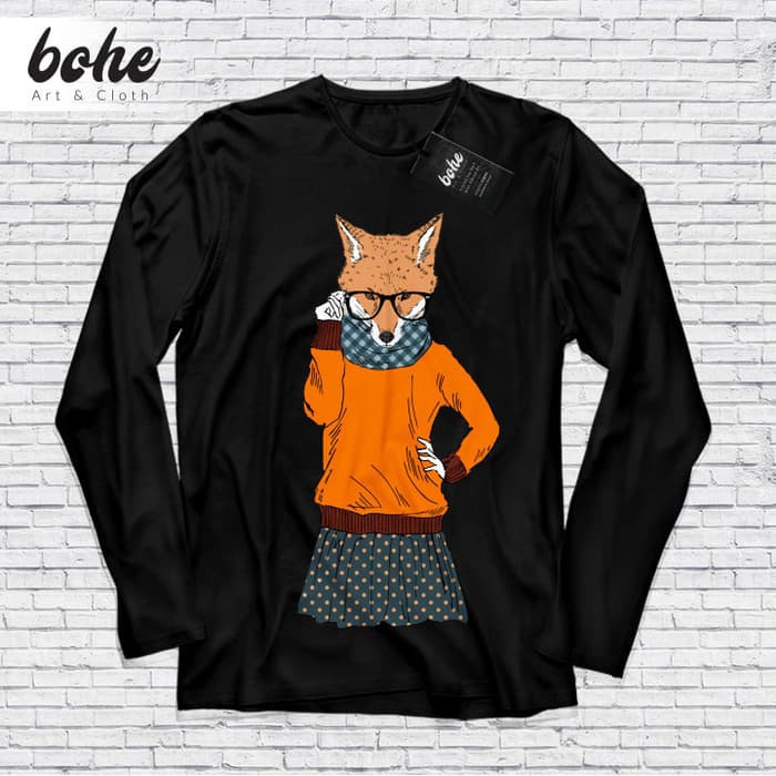 Kaos Lengan Panjang Animal Keren Unisex Fox Girl