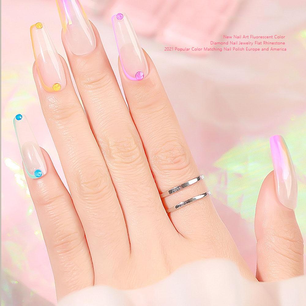 AUGUSTINA Agustina Nail Art Rhinestones Campuran Warna Neon Flash DIY Hiasan