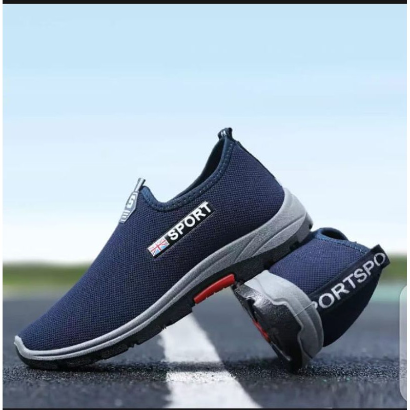 PRABU42-sepatu casual sliip on ENGLAND SPORT simple tanpa tali terlaris termurah COD sepatu run-Navy
