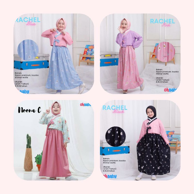 *READY MURAH (12bln -13th) Set gamis couple hanbok pink korea ibu anak by Oh Baby BG