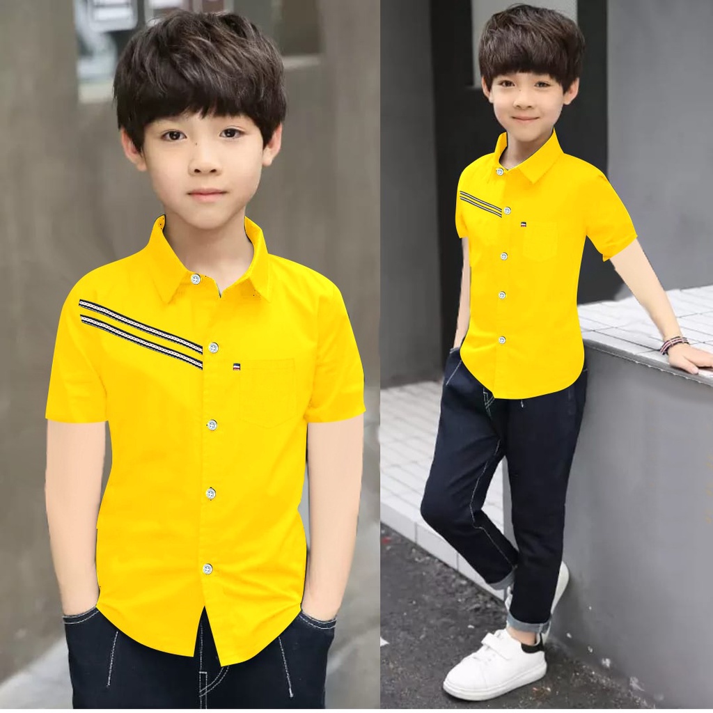 kemeja DICKY pdk anak laki laki/Kemeja Anak Laki Laki Lengan Pendek Umur 3-12th tahun/Kemeja Anak co