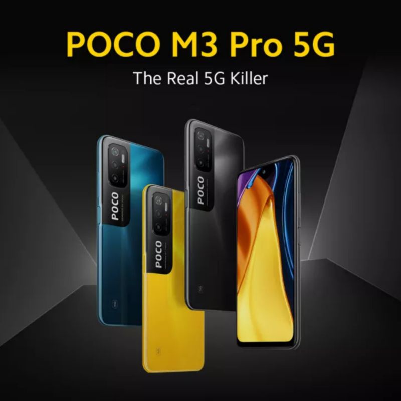 HP Baru Xiaomi Poco M3 Pro 5G NFC 6/128 Special Edition Herzven - New Original Garansi Resmi TAM - Ram 6GB Rom internal 128GB - Dimensiti 700 48MP Baterai 5000 mAh - Warna Colour Black Yellow Blue Hitam Kuning Biru  Promo Murah 4/64 4GB 64GB 4 6 128 64 GB-2