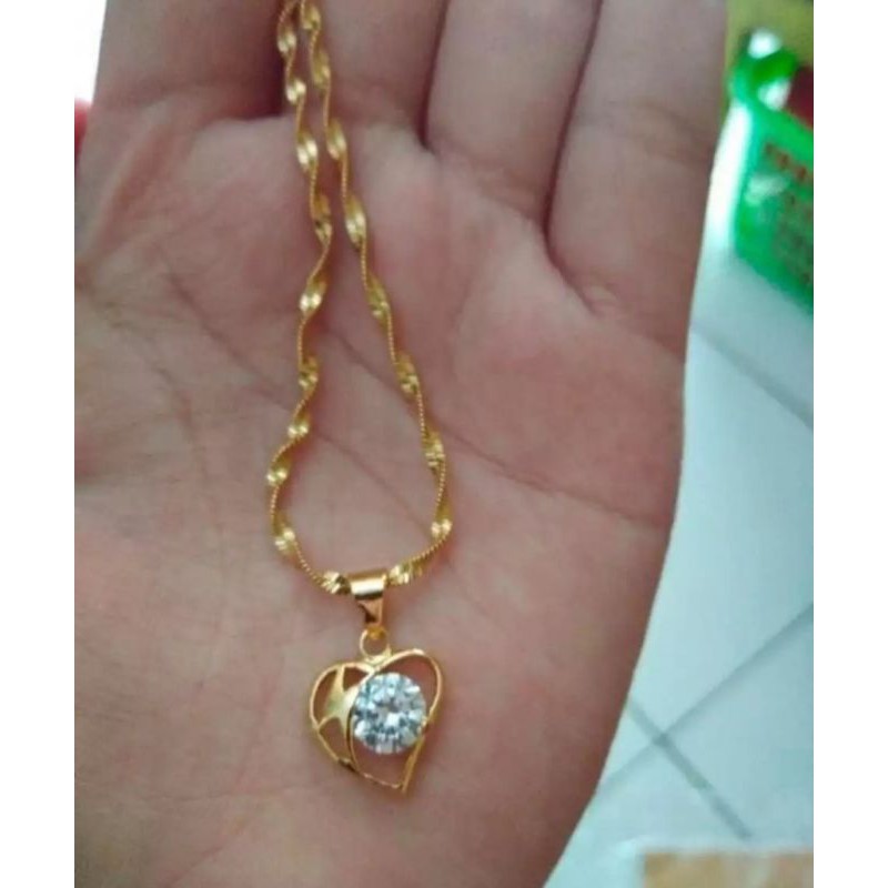 Kalung melintir free liontin bandol permata fhasion wanita cantik lapis emas gold Anti karat