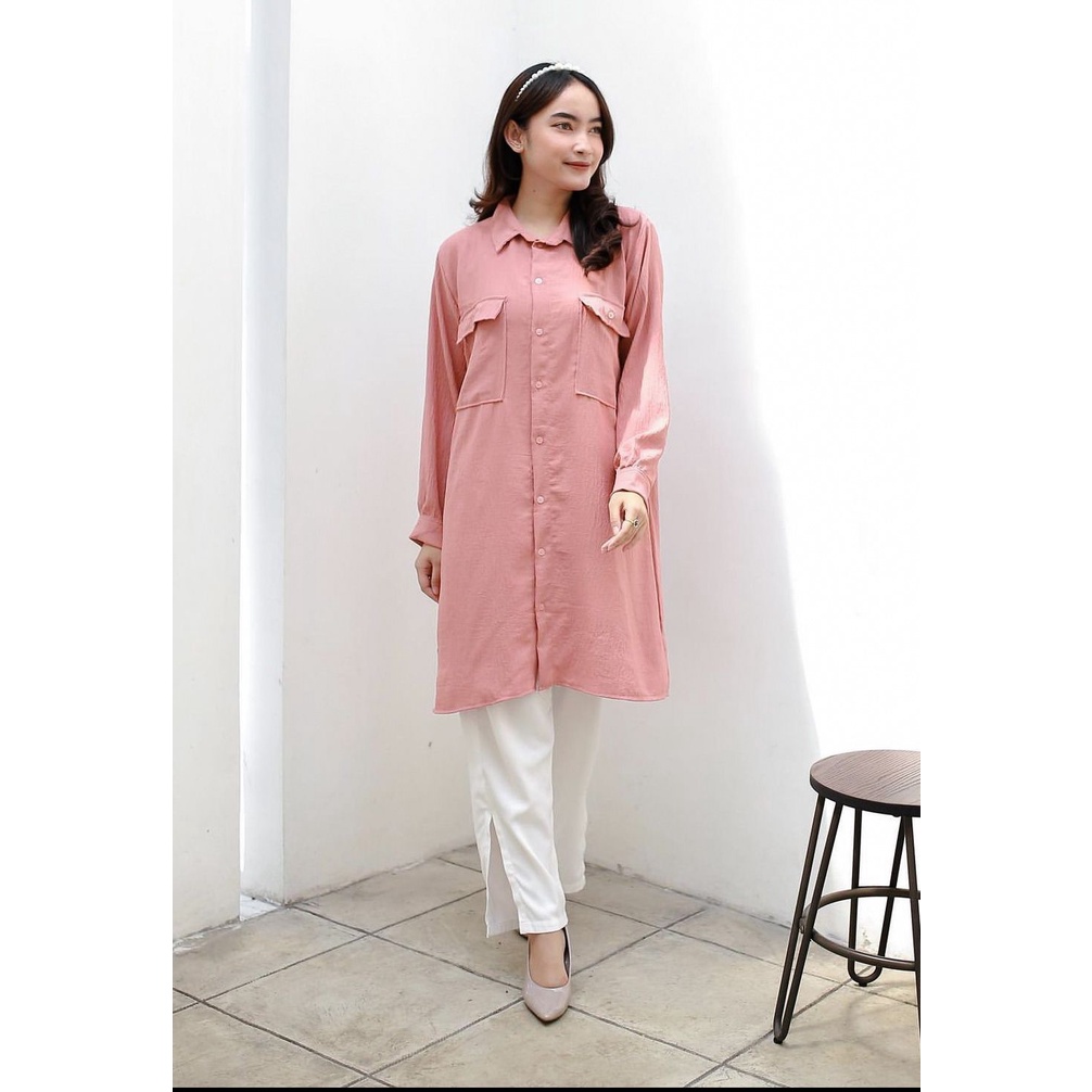 Kimmy Tunik Crinkle Airflow Tunik Kancing Pocket