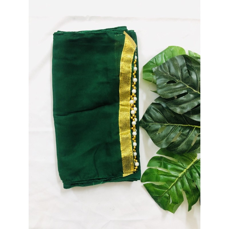 SELENDANG CHIFFON JODHA-Hijau botol